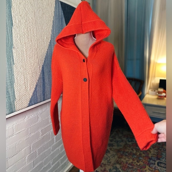 Jackets & Blazers - Brand Unknown Red Hooded Knit Cardigan